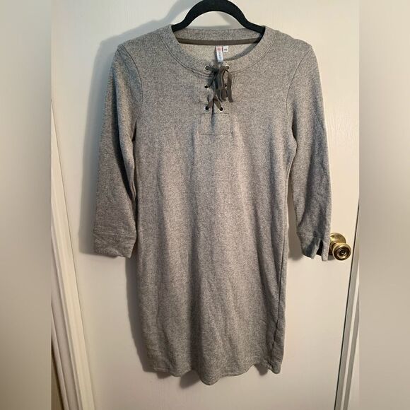 Peach EUC gray long sleeve sweatshirt dress Size XS - Picture 1 of 5